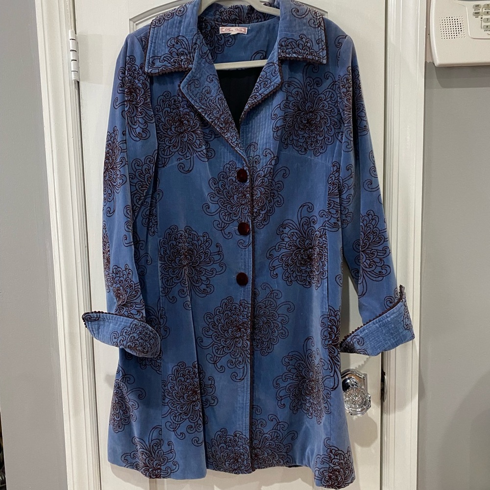 Vintage Blue Velvet Swing Coat Women’s 6